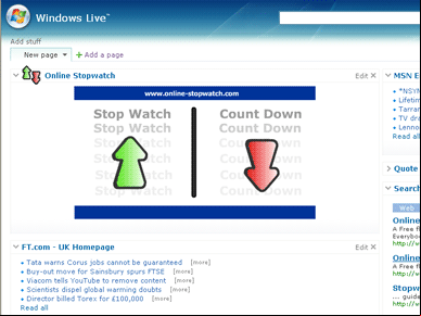 live stopwatch gadget